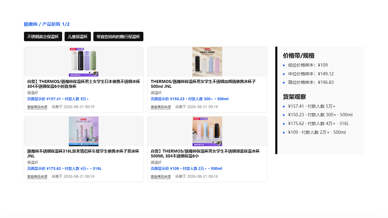 竞见生成的淘宝商品矩阵页面